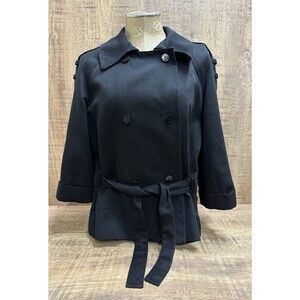 Calvin Klein women size 12 belted black 3/4 sleeve business casual button jacket